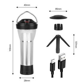 3000mAh Camping Lantern with Magnetic Base Similar To Blackdog Goal Zero Lantern 5 Lighting Modes Led Flashlights Emergency Lamp - 1 Set Siver