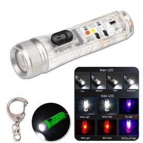 Mini Keychain Flashlight LED Rechargeable Torch Portable Magnetic USB Charging Flashlight High Power Camping Long Range Lantern - Fluorescent