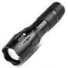 Cross Border T6 Strong Light Flashlight LED Aluminum Alloy Telescopic Zoom USB Charging Outdoor Searchlight Remote Flashlight - black