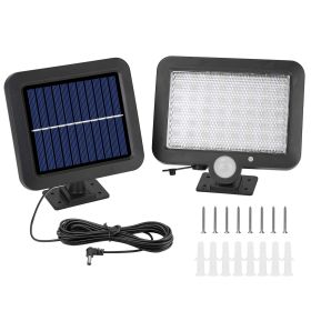 56 LEDs Outdoor Solar Security Light Flood Light Wall Solar Lamp Motion Sensor Solar Light LED Garden Path Garage Light - Black