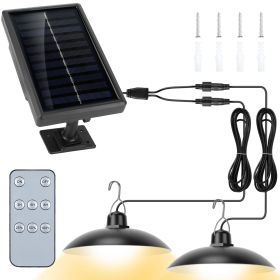 Solar Shed Lights Dual Lighting Heads Dimmable Timing Dusk To Dawn Sensor Hanging Lamp IP65 Waterproof Remote Control - Dual Head - Warm