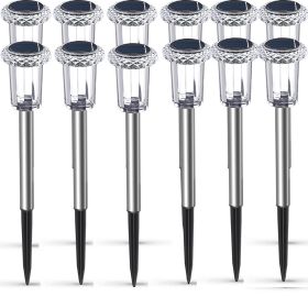 Solar Pathway Lights, Solar Garden Lights Outdoor White, Waterproof Led Path Lights for Yard, Patio, Landscape, Walkway - 12pcs