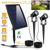 Twin Solar Spotlight Outdoor Light Sensor Lamps Wall Lawn Garden Pathway Waterproof - Black