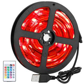 TV LED Backlight Strip 6.56ft Waterproof RGB Strip Light USB Monitor Lighting Kit w/ Remote Controller - RGB