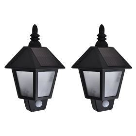 Solar Wall Lamps 2 pcs with Motion Sensor Black - Black