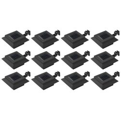 Outdoor Solar Lamps 12 pcs LED Square 4.7" Black - Black