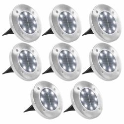 Solar Ground Lights 8 pcs LED Lights White - White