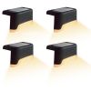 4X Black Solar Step Light 200MAH Battery Waterproof IP65 Smart Light Control Outdoor Fence Light 1.2V 0.2W Warm White Light - 4 pcs