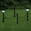 vidaXL Chain Fence with Solar Lights Two LED Lamps Two Poles - Grey