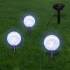 Solar Bowl 3 LED Garden Lights with Spike Anchors & Solar Panel - White