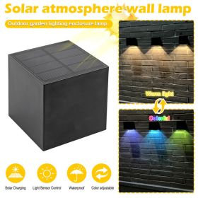 Solar LED Deck Step Wall Lights Stairs Fence Lamp Warm Light +RGB Color Changing - as picture