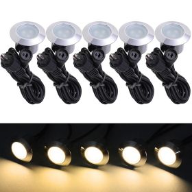 5pcs Warm White LED Deck Lights - black