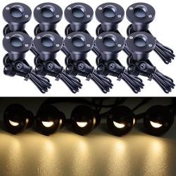 10pcs Warm White LED Deck Lights Set with Transformer & Wire - As Picture