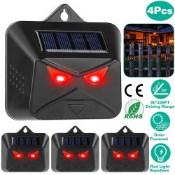 4Pcs Solar Predator Control Light Coyote Deterrent Deer Bird Repeller - Black