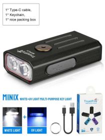 Trustfire Minix Mini EDC Flashlight Key chain 320LM 365nm Uv Lamp Red - Li-polymer Battery - White