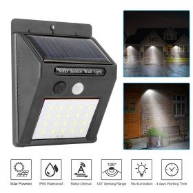 Solar Light 20 LEDs Outdoor PIR Motion Sensor Lights IP65 Waterproof 120 Degree Sensing Wide Angle Lighting - Black