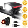 10000lm Bike Headlight USB Rechargeable LED Bicycle Front Light Rear Tail Light - Black