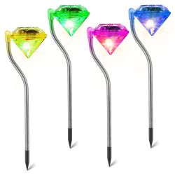 4Pcs Solar Garden Light Outdoor Diamond LED Light IP65 Waterproof Stake Decorative Lamp - White