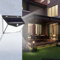 208LED Solar PIR (Automatic Human Body Induction) Garden Waterproof Outdoor Wall Light/Lighting Customized  - Black