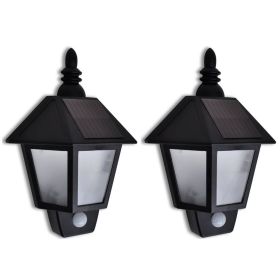 Solar Wall Lamp with Motion Sensor 2 pcs - Black