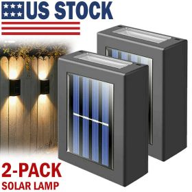 2 Pack New Solar Deck Lights Outdoor Waterproof LED Steps Lamps For Stairs Fence - Warm White - Solar