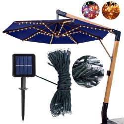 104 LEDs Solar-Powered String Light Fit 8-Rib 8/9/10ft Aluminum Outdoor Patio Umbrella - Warm White