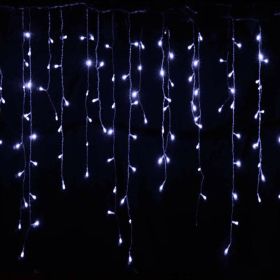 13FT 96LED Icicle String Light w/19 Drops Indoor/Outdoor Xmas Light Party Decor - Cool White