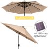 9FT Strip Light Umbrella Waterproof Folding Sunshade Top Color without Resin Baseis - Beige