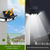 Solar Wall Lamp 74 LEDs 3 Adjustable Head Motion Sensor Flood Light IP65 Waterproof Security Light Outdoor - Black