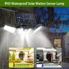 Solar Wall Lamp 74 LEDs 3 Adjustable Head Motion Sensor Flood Light IP65 Waterproof Security Light Outdoor - Black