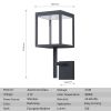 Inowel Wall Sconce LED Integrated Porch Light Modern Waterproof IP54 Wall Lamps Outdoor with Glass Shade 22521 - Grey