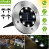 4Pcs Solar Powered Ground Light Outdoor IP65 Waterproof Buried In-Ground Lamp Decorative Path Deck Lawn Patio Lamp - Silver