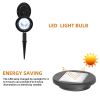 2pcs Solar Landscape Spotlight LED Lighting Plastic for Outdoor Garden Yard Porch Pool RT - Black