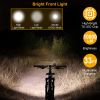 10000lm Bike Headlight USB Rechargeable LED Bicycle Front Light Rear Tail Light - Black