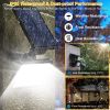 48 LEDs Solar Spotlight Outdoor Light Sensor Wall Lawn Garden Lamp Waterproof SOS Flash - Black