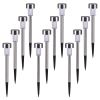 12 Pcs LED Stainless Steel Outdoor Garden Solar Lights for Pathway Walkway Patio Yard Lawn Cool White XH - Cool White