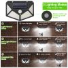 Solar Wall Light Outdoor 100LEDs PIR Motion Sensor Lamps IP65 Waterproof Night Lights - Black