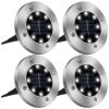 4Pcs Solar Powered Ground Light Outdoor IP65 Waterproof Buried In-Ground Lamp Decorative Path Deck Lawn Patio Lamp - Silver