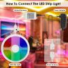 LED Strip Lights 16.4FT 150 LEDs RGB Color Changing Lamp IP65 Waterproof 5050 LED Dimmable LED Decorative Lights  - White