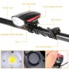 10000lm Bike Headlight USB Rechargeable LED Bicycle Front Light Rear Tail Light - Black