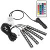 4PCS 36LEDs 12V Car Atmosphere Light Strip IP65 Colorful RGB LED Neon Lights IR Remote - Black