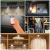 3Pcs LED Night Light Cordless Battery-Powered Closet Lamp Dimmable w/ Remote Stick-on - White