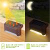 4Pcs Solar Powered LED Step Lights Outdoor IP55 Waterproof Dusk To Dawn Sensor Fence Lamps - Brown - Warm