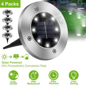 4Pcs Solar Powered Ground Light Outdoor IP65 Waterproof Buried In-Ground Lamp Decorative Path Deck Lawn Patio Lamp - Silver