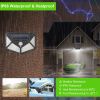 Solar Wall Light Outdoor 100LEDs PIR Motion Sensor Lamps IP65 Waterproof Night Lights - Black