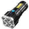 Spotlight Four-Eye Strong Light Flashlight USB Rechargeable Flashlight Portable Spotlight Long-Range Shot Cob Flashlight - black