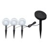 Solar Bowl 3 LED Garden Lights with Spike Anchors & Solar Panel - White