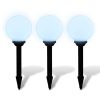 Outdoor Path Garden Solar Lamp Solar Ball Light LED 7.9" 3pcs with Ground Spike - White