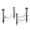 vidaXL Chain Fence with Solar Lights Two LED Lamps Two Poles - Grey