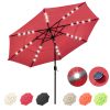 11Ft 3-Tiers 40LEDS Patio Umbrella Red